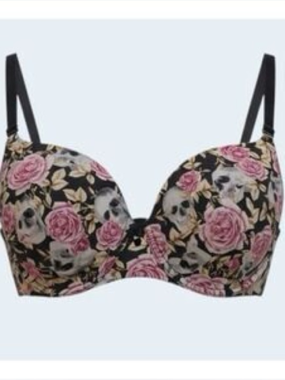 Torrid curve smoothing back wireless floral rose & skull print bra - 40DDD
